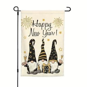 Happy New Year Garden Flag Holiday Gnome Fireworks Home Decor Brand New